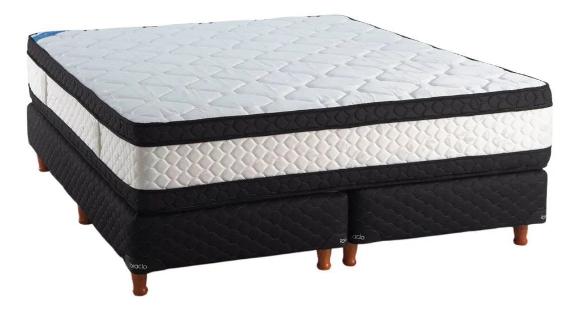 Sommier Queen Size Topacio Simetric Pillow 160x200 Resortes Blanco