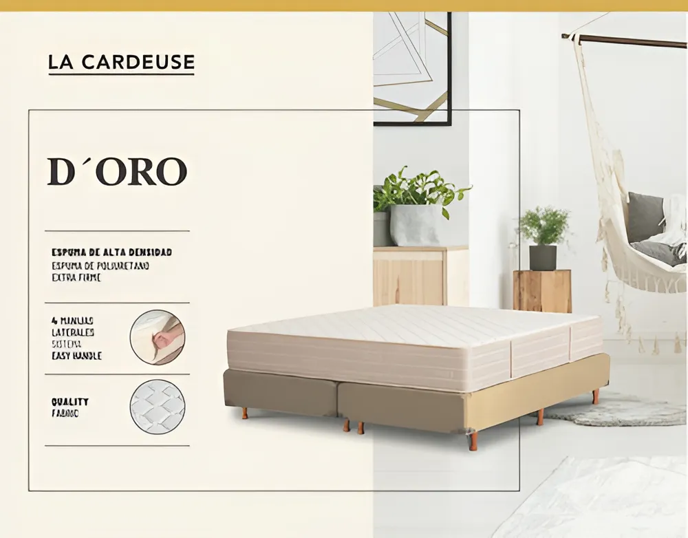 Colchon 2 Plazas La Cardeuse Dïoro 140x190x21 Alta Densidad Beige - Image 10