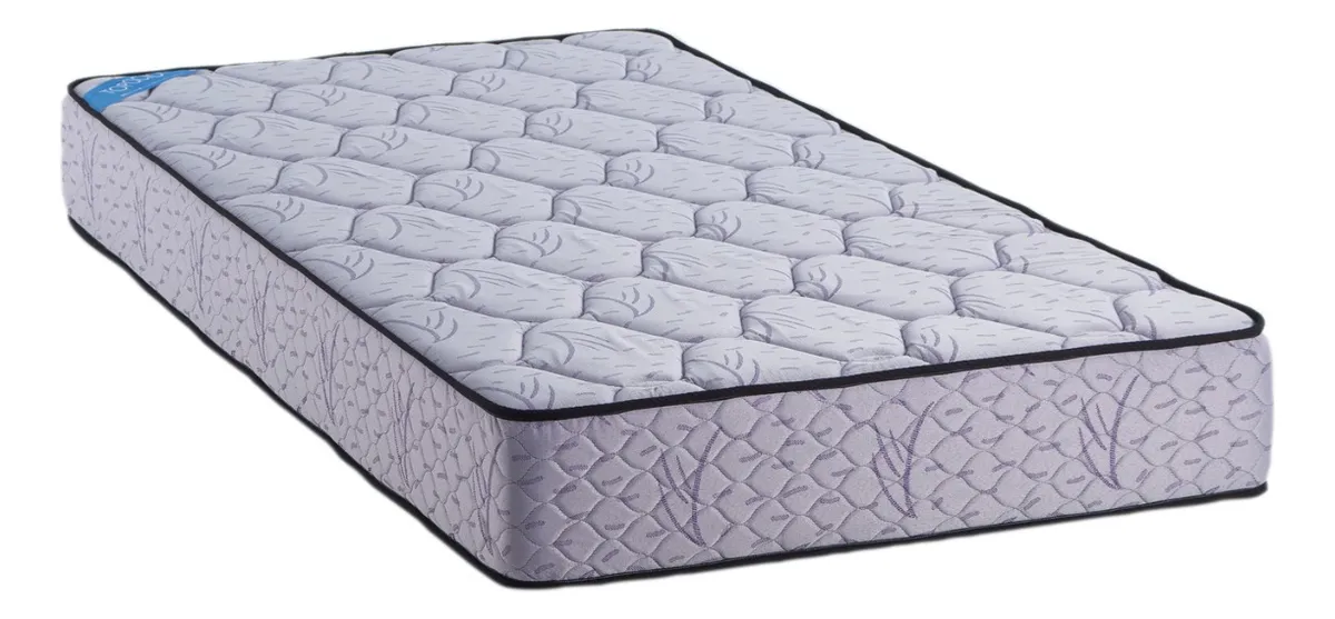 Colchon 1 1/2 Plaza Topacio Esmeralda 90x190x22 Espuma 26 Kg Gris