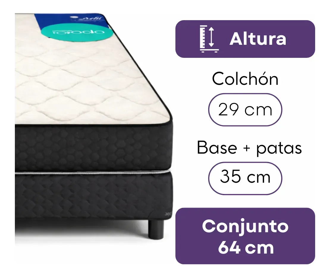 Sommier Actif Topacio 1 1/2 Plaza 080x190 Cm Espuma Blanco - Image 4